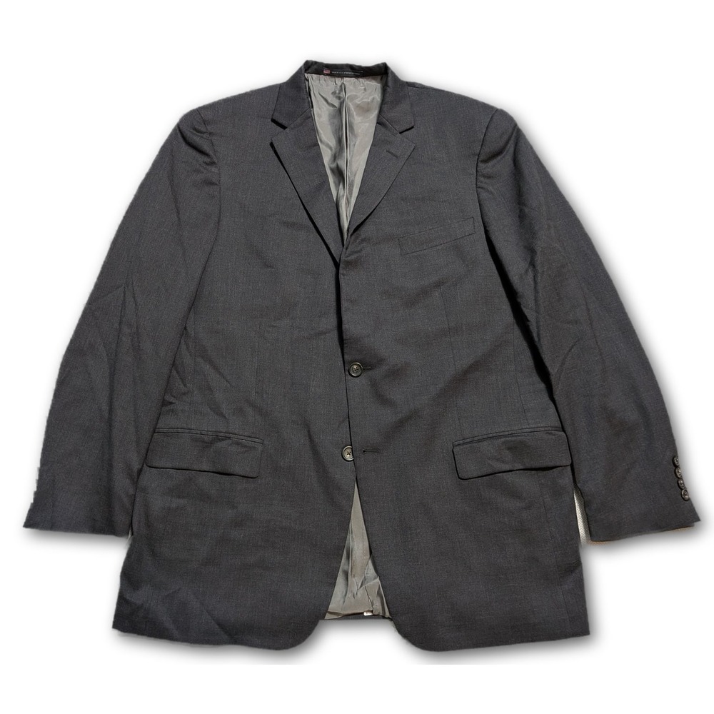 Hart Schaffner Marx Mens Blazer Charcoal 46L Union Made In USA Wool Blend L46